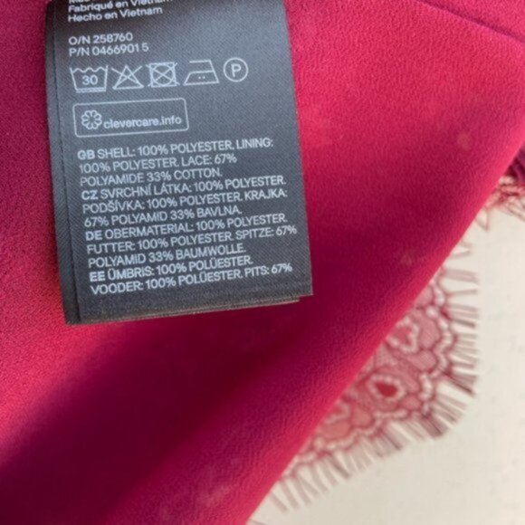 H&M Women's Floral Cami Midi Slip Dress w/ Lace Hem in Burgandy Red Sz 14 - Picture 6 of 9